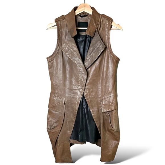 RUDSAK Jackets & Blazers - RUDSAK 100% Genuine Leather Fully Lined Long Line Vest One Button Close Sz M NWT